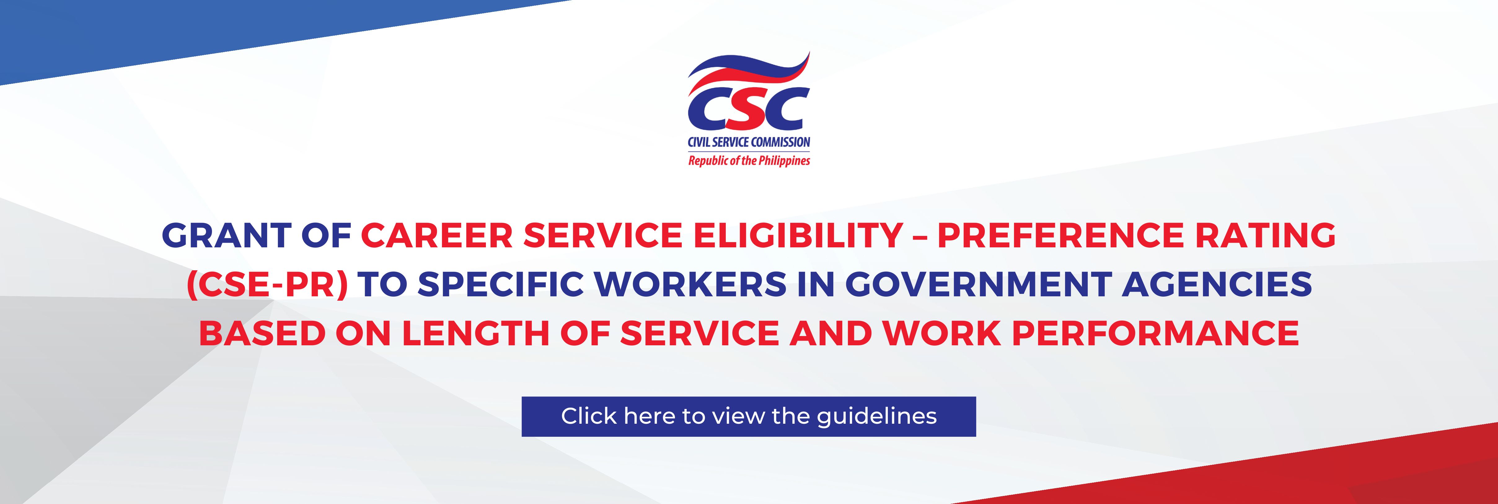 CSC Resolution No. 2301123 - Grant of Career Service Eligibility - Preference Rating (CSE-PR)